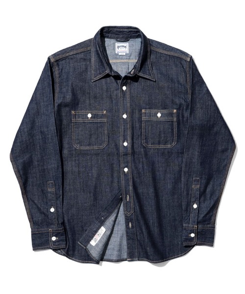 HOUSTON(ヒューストン)の「HOUSTON ヒューストン USA COTTON DENIM WORK SHIRT USAコットン デニム ワークシャツ(シャツ/ブラウス・メンズ・ライトインディゴブルー/ワンウォッシュ/インディゴブルー・XL/L/M)」の7枚目の写真