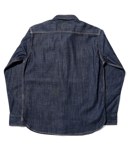 HOUSTON(ヒューストン)の「HOUSTON ヒューストン USA COTTON DENIM WORK SHIRT USAコットン デニム ワークシャツ(シャツ/ブラウス・メンズ・ライトインディゴブルー/ワンウォッシュ/インディゴブルー・XL/L/M)」の8枚目の写真