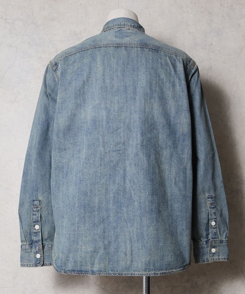 HOUSTON(ヒューストン)の「HOUSTON ヒューストン USA COTTON DENIM WORK SHIRT USAコットン デニム ワークシャツ(シャツ/ブラウス・メンズ・ライトインディゴブルー/ワンウォッシュ/インディゴブルー・XL/L/M)」の11枚目の写真