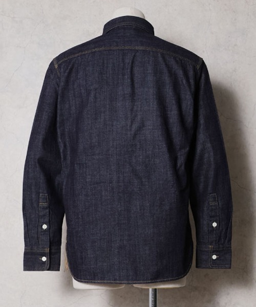 HOUSTON(ヒューストン)の「HOUSTON ヒューストン USA COTTON DENIM WORK SHIRT USAコットン デニム ワークシャツ(シャツ/ブラウス・メンズ・ライトインディゴブルー/ワンウォッシュ/インディゴブルー・XL/L/M)」の14枚目の写真
