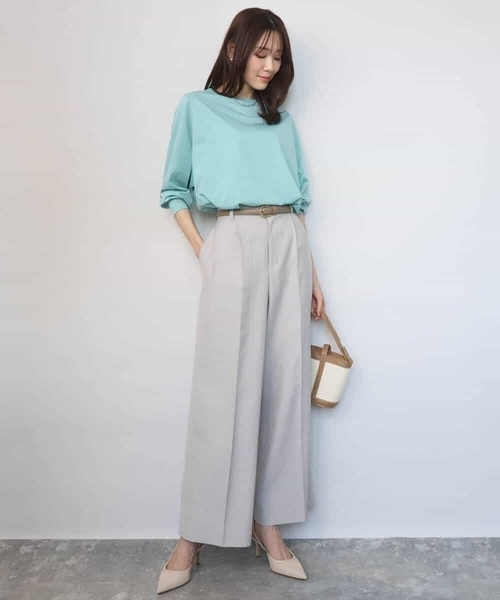 MK MICHEL KLEIN(エムケーミッシェルクラン)の「シルケット天竺リラックスカットソー/接触冷感/洗える(Tシャツ/カットソー・レディース・ターコイズブルー/ブラウン/ホワイト・38)」の17枚目の写真