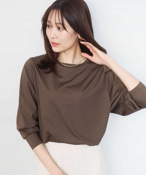 MK MICHEL KLEIN(エムケーミッシェルクラン)の「シルケット天竺リラックスカットソー/接触冷感/洗える(Tシャツ/カットソー・レディース・ターコイズブルー/ブラウン/ホワイト・38)」の18枚目の写真