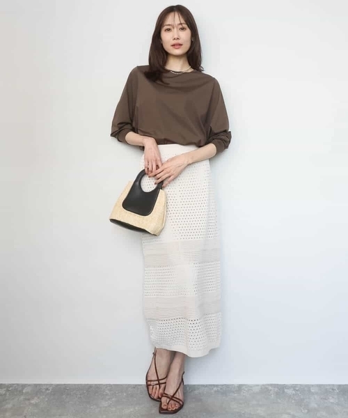 MK MICHEL KLEIN(エムケーミッシェルクラン)の「シルケット天竺リラックスカットソー/接触冷感/洗える(Tシャツ/カットソー・レディース・ターコイズブルー/ブラウン/ホワイト・38)」の19枚目の写真