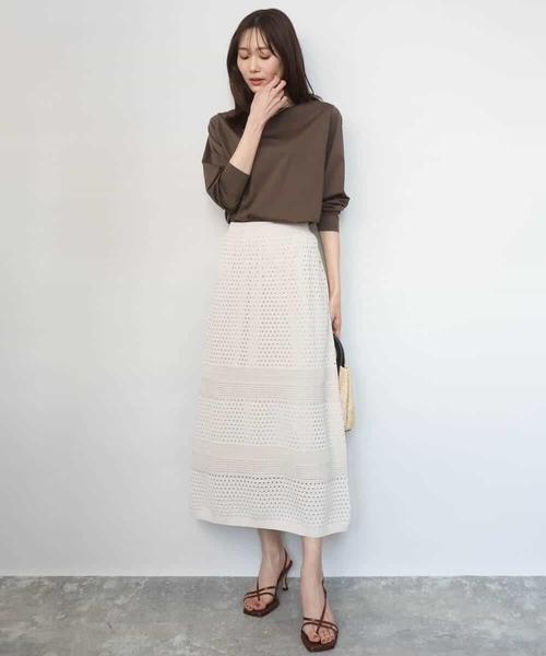 MK MICHEL KLEIN(エムケーミッシェルクラン)の「シルケット天竺リラックスカットソー/接触冷感/洗える(Tシャツ/カットソー・レディース・ターコイズブルー/ブラウン/ホワイト・38)」の20枚目の写真