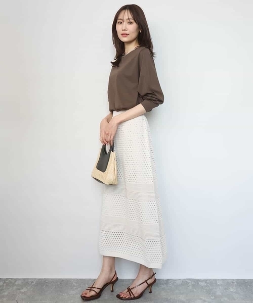 MK MICHEL KLEIN(エムケーミッシェルクラン)の「シルケット天竺リラックスカットソー/接触冷感/洗える(Tシャツ/カットソー・レディース・ターコイズブルー/ブラウン/ホワイト・38)」の21枚目の写真
