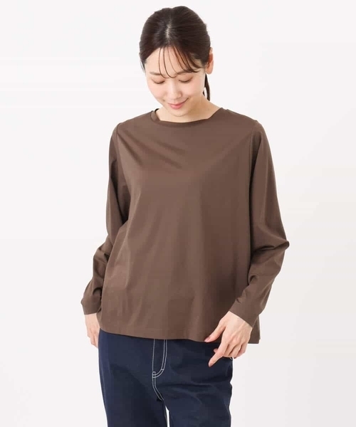 MK MICHEL KLEIN(エムケーミッシェルクラン)の「シルケット天竺リラックスカットソー/接触冷感/洗える(Tシャツ/カットソー・レディース・ターコイズブルー/ブラウン/ホワイト・38)」の10枚目の写真