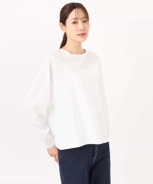 MK MICHEL KLEIN(エムケーミッシェルクラン)の「シルケット天竺リラックスカットソー/接触冷感/洗える(Tシャツ/カットソー・レディース・ターコイズブルー/ブラウン/ホワイト・38)」の6枚目の写真