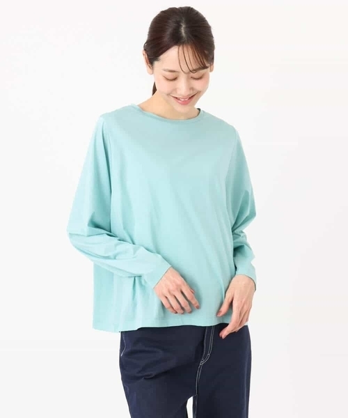 MK MICHEL KLEIN(エムケーミッシェルクラン)の「シルケット天竺リラックスカットソー/接触冷感/洗える(Tシャツ/カットソー・レディース・ターコイズブルー/ブラウン/ホワイト・38)」の8枚目の写真
