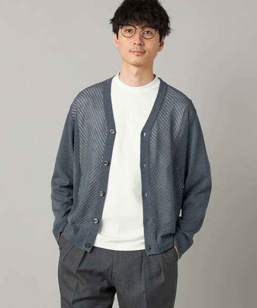 COMME CA MEN(コムサメン)の「ペーパーヤーン メッシュ切り替え カーディガン(カーディガン/ボレロ・メンズ・ライトグレー/チャコールグレー/ブラック・M/L)」の2枚目の写真