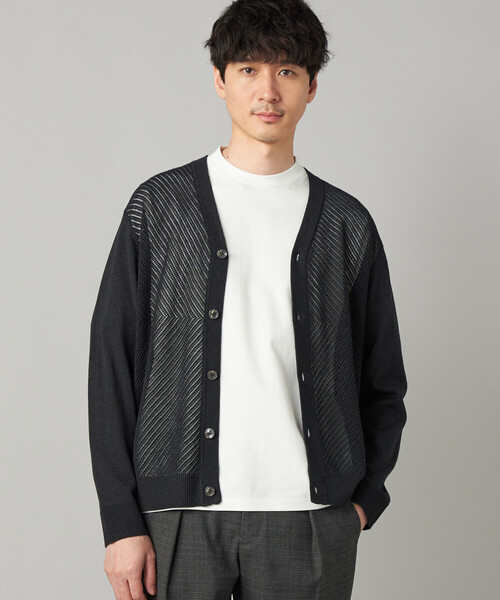 COMME CA MEN(コムサメン)の「ペーパーヤーン メッシュ切り替え カーディガン(カーディガン/ボレロ・メンズ・ライトグレー/チャコールグレー/ブラック・M/L)」の1枚目の写真