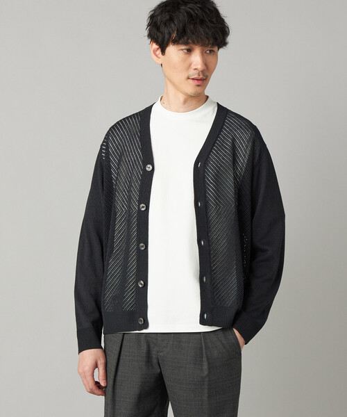 COMME CA MEN(コムサメン)の「ペーパーヤーン メッシュ切り替え カーディガン(カーディガン/ボレロ・メンズ・ライトグレー/チャコールグレー/ブラック・M/L)」の12枚目の写真