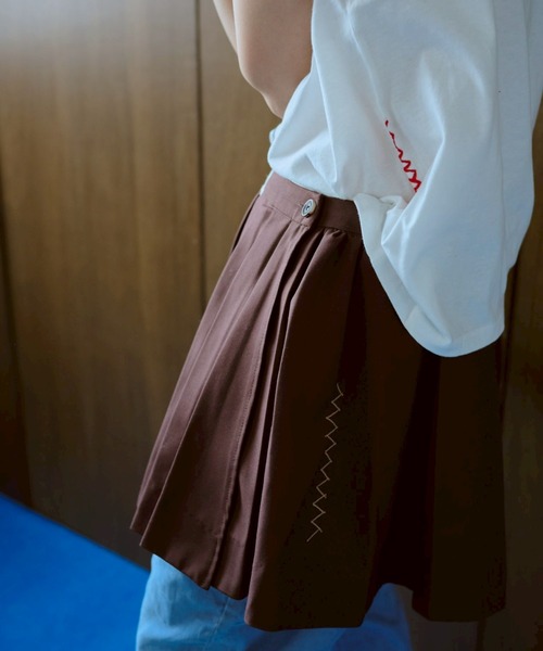 common gull products.(コモンガルプロダクツ)の「未完成の温度がするラッププリーツスカート(スカート・レディース・杢グレー/ダークブラウン・MEDIUM/SMALL)」の15枚目の写真