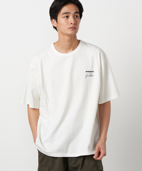 Purple&Yellow(パープルアンドイエロー)の「バックプリント フロスト半袖Tシャツ(Tシャツ/カットソー・メンズ・ブルー/ブラック/レッド/ホワイト・MEDIUM/LARGE/SMALL)」の2枚目の写真