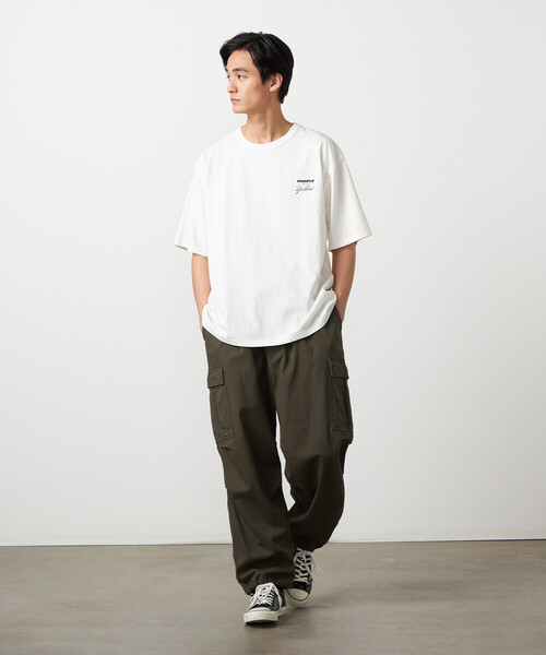 Purple&Yellow(パープルアンドイエロー)の「バックプリント フロスト半袖Tシャツ(Tシャツ/カットソー・メンズ・ブルー/ブラック/レッド/ホワイト・MEDIUM/LARGE/SMALL)」の5枚目の写真