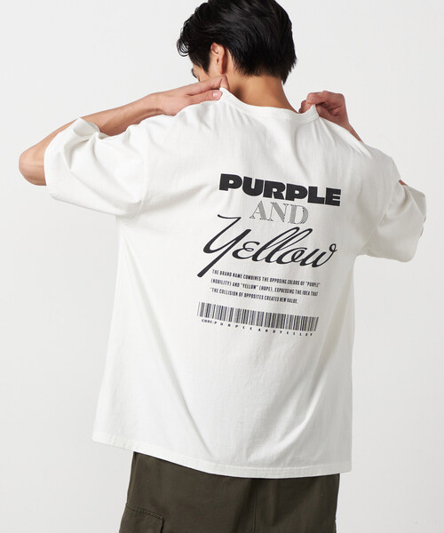 Purple&Yellow(パープルアンドイエロー)の「バックプリント フロスト半袖Tシャツ(Tシャツ/カットソー・メンズ・ブルー/ブラック/レッド/ホワイト・MEDIUM/LARGE/SMALL)」の7枚目の写真