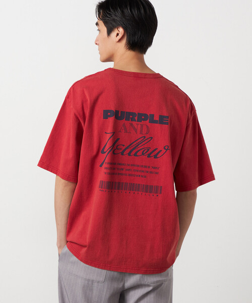 Purple&Yellow(パープルアンドイエロー)の「バックプリント フロスト半袖Tシャツ(Tシャツ/カットソー・メンズ・ブルー/ブラック/レッド/ホワイト・MEDIUM/LARGE/SMALL)」の16枚目の写真