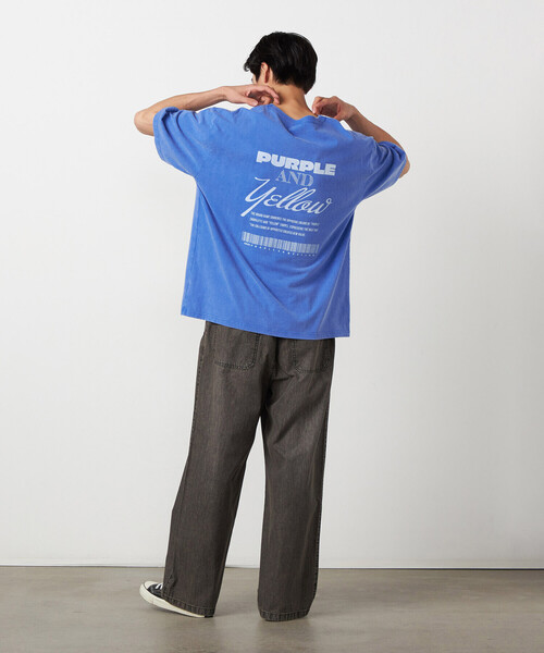 Purple&Yellow(パープルアンドイエロー)の「バックプリント フロスト半袖Tシャツ(Tシャツ/カットソー・メンズ・ブルー/ブラック/レッド/ホワイト・MEDIUM/LARGE/SMALL)」の17枚目の写真