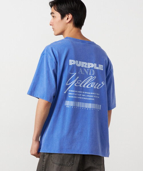Purple&Yellow(パープルアンドイエロー)の「バックプリント フロスト半袖Tシャツ(Tシャツ/カットソー・メンズ・ブルー/ブラック/レッド/ホワイト・MEDIUM/LARGE/SMALL)」の18枚目の写真