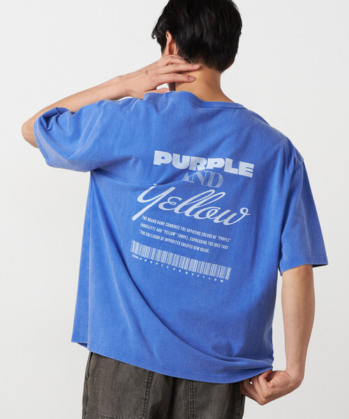 Purple&Yellow(パープルアンドイエロー)の「バックプリント フロスト半袖Tシャツ(Tシャツ/カットソー・メンズ・ブルー/ブラック/レッド/ホワイト・MEDIUM/LARGE/SMALL)」の19枚目の写真