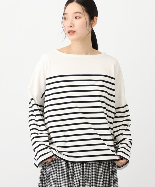 studio CLIP（スタディオクリップ）の「《natural by clip》コットンパネルボーダーゆるプルオーバー（Tシャツ/カットソー・レディース・その他2/ブルー/その他1・FREE）」の4枚目の写真