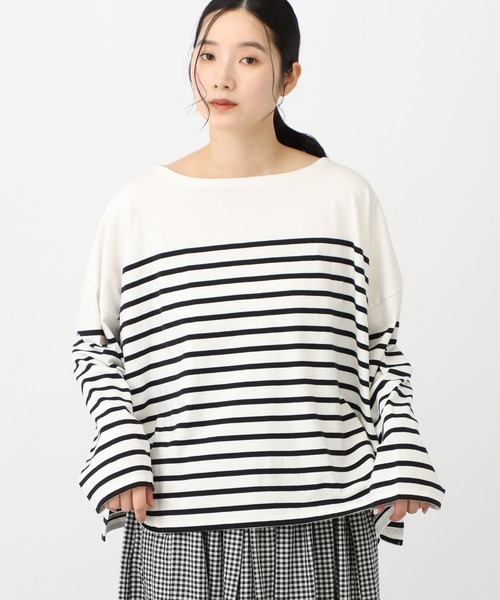 studio CLIP（スタディオクリップ）の「《natural by clip》コットンパネルボーダーゆるプルオーバー（Tシャツ/カットソー・レディース・その他2/ブルー/その他1・FREE）」の5枚目の写真