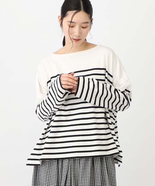 studio CLIP（スタディオクリップ）の「《natural by clip》コットンパネルボーダーゆるプルオーバー（Tシャツ/カットソー・レディース・その他2/ブルー/その他1・FREE）」の6枚目の写真