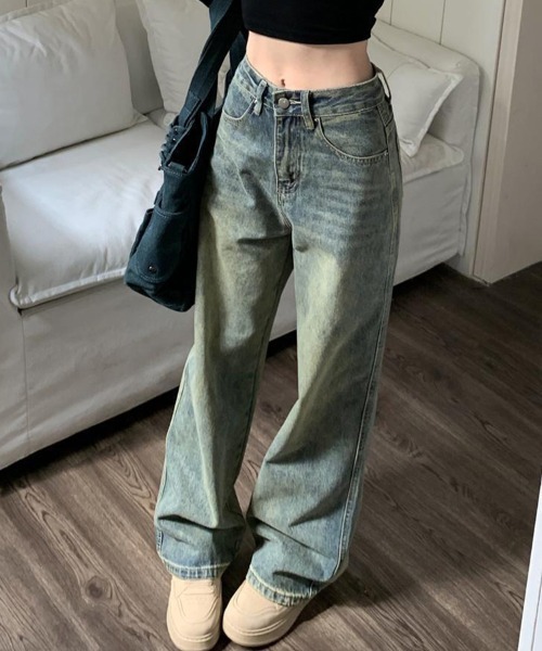 mielu(ミエル)の「ヴィンテージストレートデニム(デニムパンツ・レディース・ブルー・MEDIUM/LARGE/X-LARGE)」の5枚目の写真