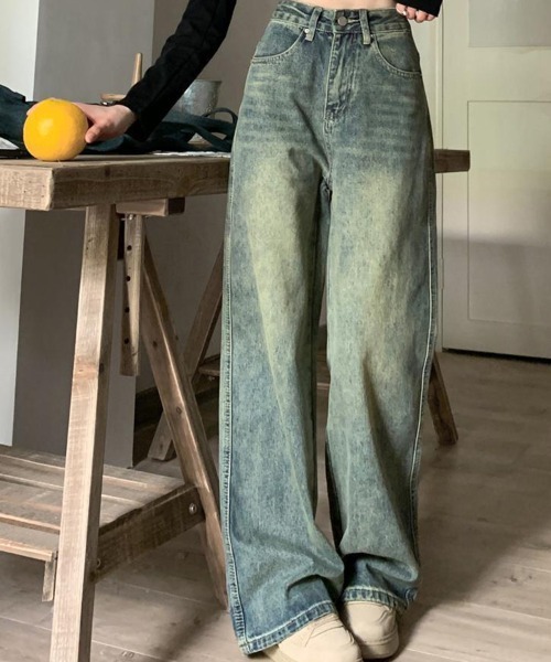 mielu(ミエル)の「ヴィンテージストレートデニム(デニムパンツ・レディース・ブルー・MEDIUM/LARGE/X-LARGE)」の8枚目の写真
