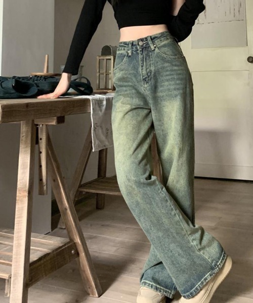 mielu(ミエル)の「ヴィンテージストレートデニム(デニムパンツ・レディース・ブルー・MEDIUM/LARGE/X-LARGE)」の9枚目の写真
