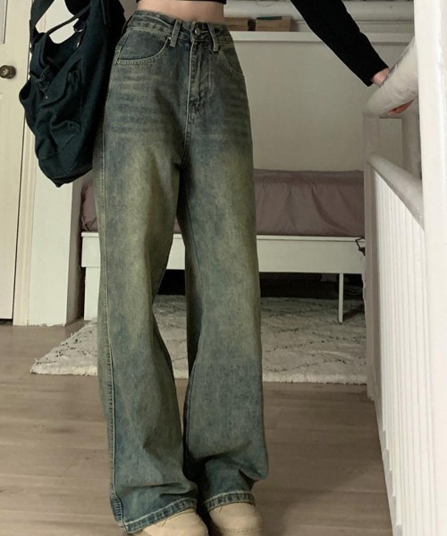 mielu(ミエル)の「ヴィンテージストレートデニム(デニムパンツ・レディース・ブルー・MEDIUM/LARGE/X-LARGE)」の10枚目の写真