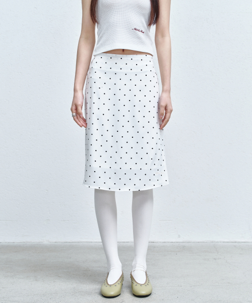 SHEER DOT MIDI SKIRT_IVORY