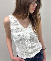 FUULLY STUDIO（フーリィーステューディオ）の「レースVタンクトップ/ビスチェ（タンクトップ）」