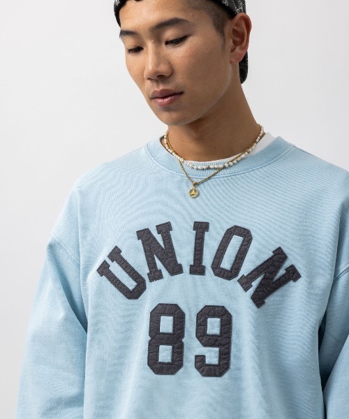 UNION(UNION TOKYO)(ユニオン)の「UNION TOKYO APPLIQUE CREW ユニオントーキョー スウェット(スウェット・メンズ・ライトブルー・L/M/XL)」の1枚目の写真