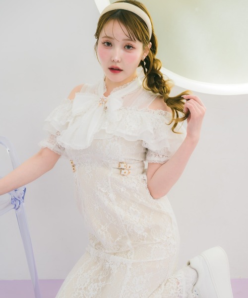 couture BY ROJITA(クチュールバイロジータ)の「肩開き総レースワンピース(ワンピース・レディース・ホワイト/パープル/ブラック・FREE)」の8枚目の写真