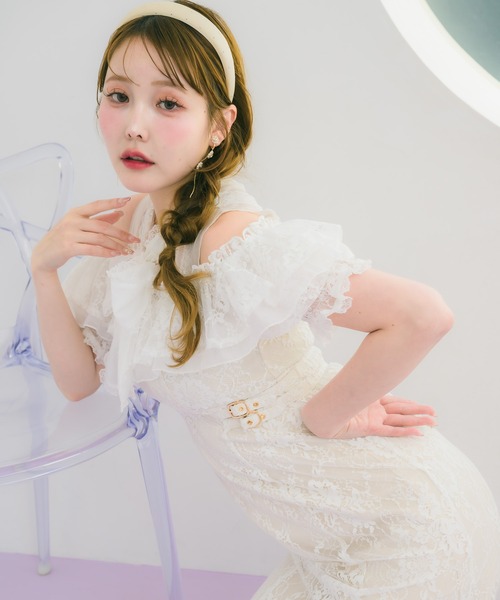 couture BY ROJITA(クチュールバイロジータ)の「肩開き総レースワンピース(ワンピース・レディース・ホワイト/パープル/ブラック・FREE)」の9枚目の写真