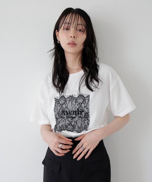 UVカット＆接触冷感】レースレイヤードロゴTシャツ（Tシャツ