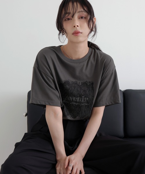 UVカット＆接触冷感】レースレイヤードロゴTシャツ（Tシャツ