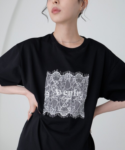 UVカット＆接触冷感】レースレイヤードロゴTシャツ（Tシャツ