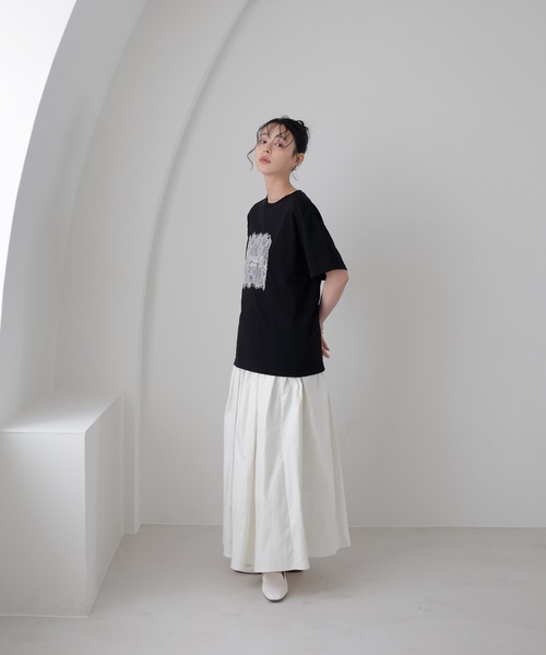 LIAN（リアン）の「【UVカット＆接触冷感】レースレイヤードロゴTシャツ（Tシャツ/カットソー・レディース・オフホワイト/チャコールグレー/ブラック・FREE）」の16枚目の写真