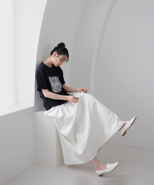LIAN（リアン）の「【UVカット＆接触冷感】レースレイヤードロゴTシャツ（Tシャツ/カットソー・レディース・オフホワイト/チャコールグレー/ブラック・FREE）」の17枚目の写真