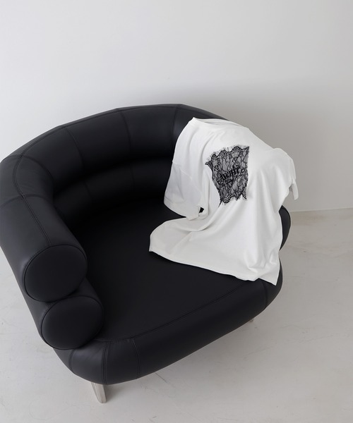 LIAN（リアン）の「【UVカット＆接触冷感】レースレイヤードロゴTシャツ（Tシャツ/カットソー・レディース・オフホワイト/チャコールグレー/ブラック・FREE）」の22枚目の写真