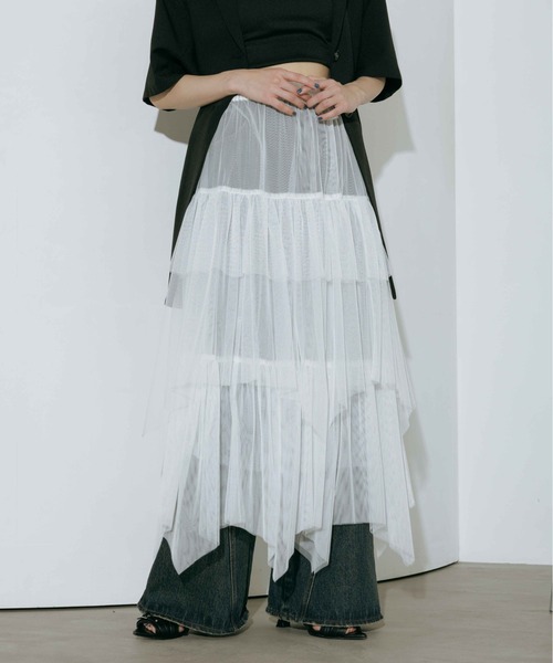 PAGEBOY（ページボーイ）の「チュールフリルスカート 【ペチコート付き・ウエストゴム】（スカート・レディース・チェリーレッド/ブラック/オフホワイト・FREE）」の11枚目の写真