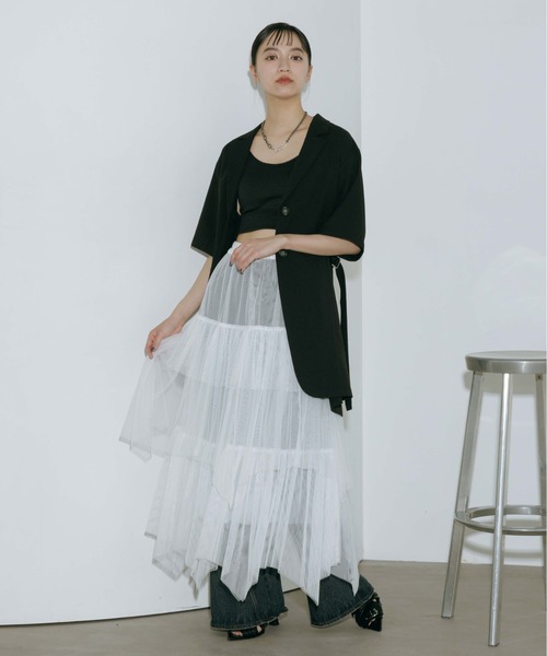 PAGEBOY（ページボーイ）の「チュールフリルスカート 【ペチコート付き・ウエストゴム】（スカート・レディース・チェリーレッド/ブラック/オフホワイト・FREE）」の13枚目の写真