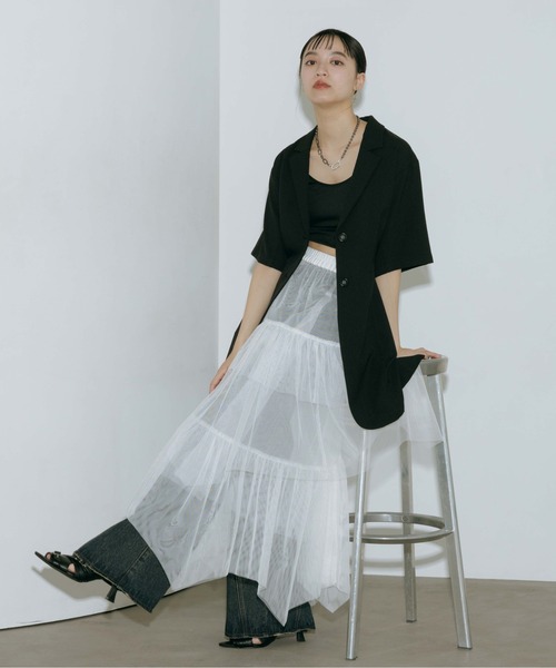 PAGEBOY（ページボーイ）の「チュールフリルスカート 【ペチコート付き・ウエストゴム】（スカート・レディース・チェリーレッド/ブラック/オフホワイト・FREE）」の16枚目の写真