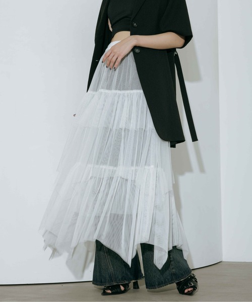 PAGEBOY（ページボーイ）の「チュールフリルスカート 【ペチコート付き・ウエストゴム】（スカート・レディース・チェリーレッド/ブラック/オフホワイト・FREE）」の10枚目の写真