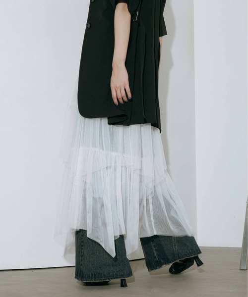 PAGEBOY（ページボーイ）の「チュールフリルスカート 【ペチコート付き・ウエストゴム】（スカート・レディース・チェリーレッド/ブラック/オフホワイト・FREE）」の12枚目の写真