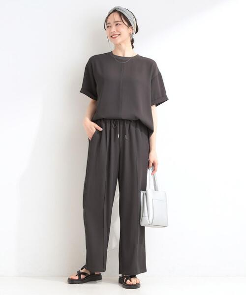 SHOO・LA・RUE（シューラルー）の「【ひんやり/UV/S-LL/セットアップ可】さらさらぷるん イージーワイドパンツ（その他パンツ・レディース・ブラック/チャコールグレー/レンガ・04/03/02/01）」の8枚目の写真