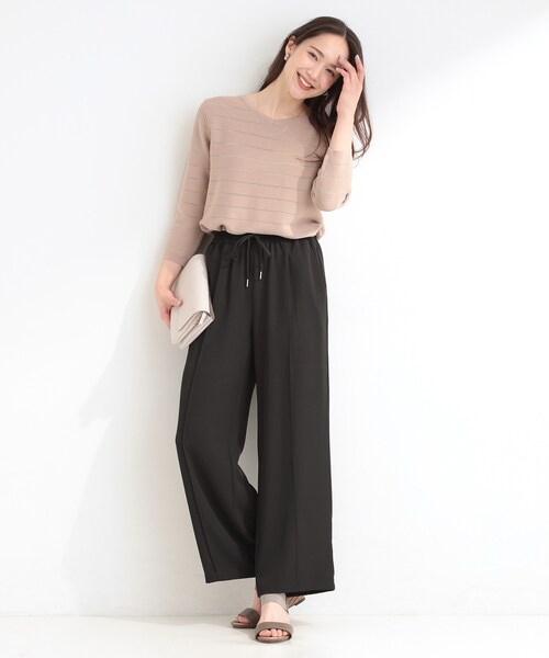 SHOO・LA・RUE（シューラルー）の「【ひんやり/UV/S-LL/セットアップ可】さらさらぷるん イージーワイドパンツ（その他パンツ・レディース・ブラック/チャコールグレー/レンガ・04/03/02/01）」の12枚目の写真