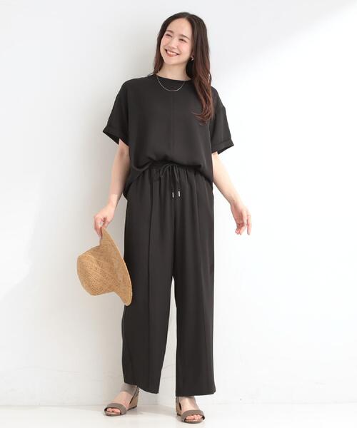 SHOO・LA・RUE（シューラルー）の「【ひんやり/UV/S-LL/セットアップ可】さらさらぷるん イージーワイドパンツ（その他パンツ・レディース・ブラック/チャコールグレー/レンガ・04/03/02/01）」の13枚目の写真