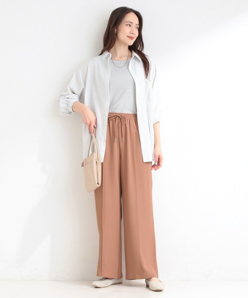 SHOO・LA・RUE（シューラルー）の「【ひんやり/UV/S-LL/セットアップ可】さらさらぷるん イージーワイドパンツ（その他パンツ・レディース・ブラック/チャコールグレー/レンガ・04/03/02/01）」の17枚目の写真